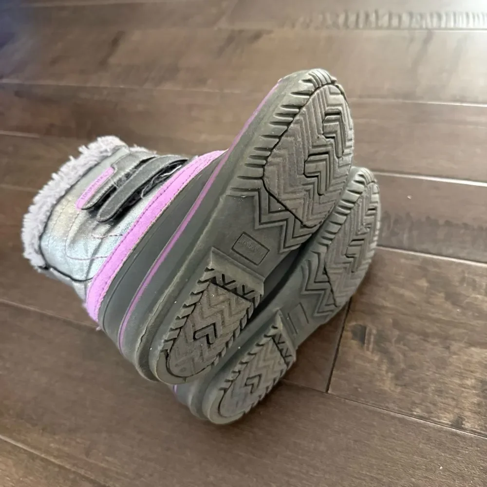London Fog Kids Snow Winter Boots 12 Gray Purple Girls Youth